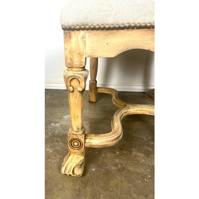Set of Ten French Provincial Linen Upholstered Dining Chairs For Sale - Image 15 of 17