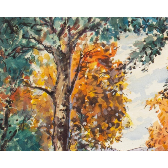 Watercolor Autumn Landscape Painting by Bill Abell For Sale In Indianapolis - Image 6 of 7