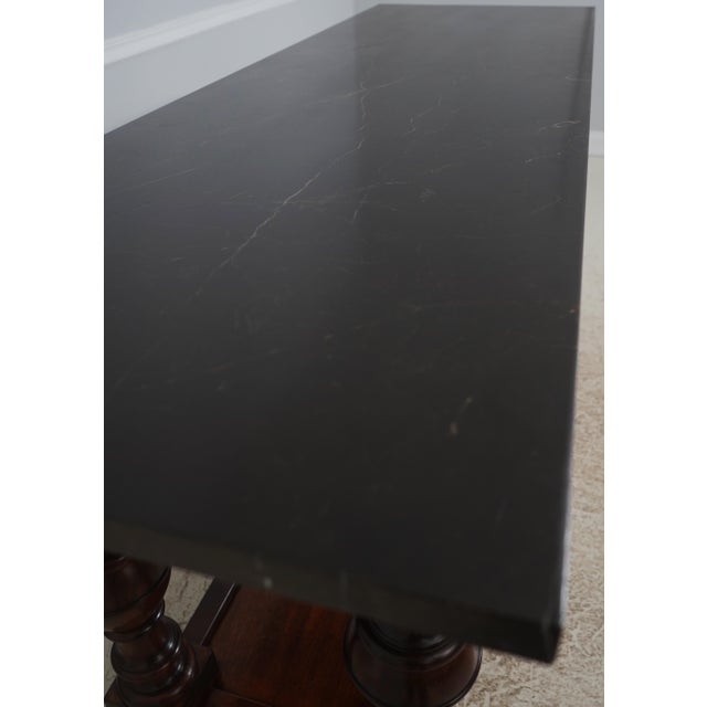 Brown Henredon 3 Drawer 2 Tier Marble Top Console Table For Sale - Image 8 of 18