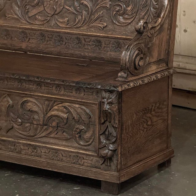 19th Century French Renaissance Revival Oak Trunk ~ Hall Bench For Sale - Image 10 of 18