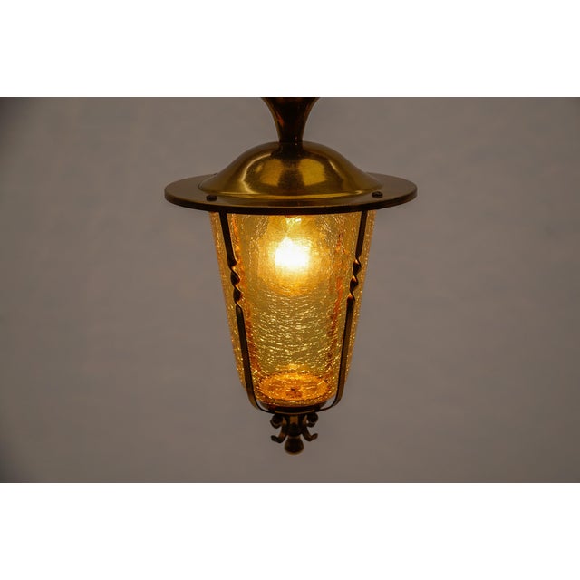 1950s Mid-Century Modern Ceiling Lamp in Copper with Brass and Glass, 1950s For Sale - Image 5 of 10