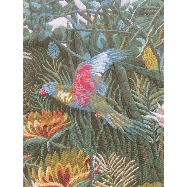 Blue Vintage French Tropical Forest Jacquard Tapestry, 1950s For Sale - Image 8 of 18