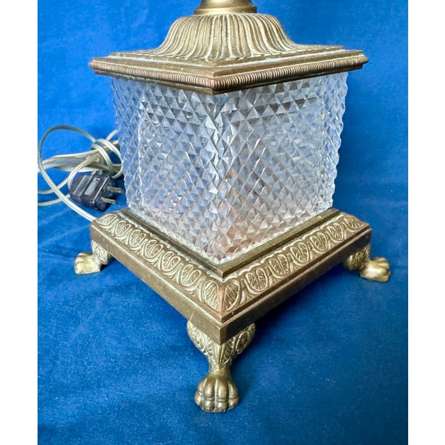 Vintage Brilliant Cut French Bronze and Crystal Table Lamp For Sale - Image 4 of 8