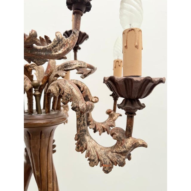 Carved and Gilded Wooden Torch-Style Floor Lamp, 1970 For Sale - Image 4 of 12