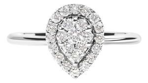 10K White Gold 3/8 Cttw Round-Cut Lab Grown Diamond Cluster Pear Promise Ring (G-H Color, VS2-SI1 Clarity) - Size 7
