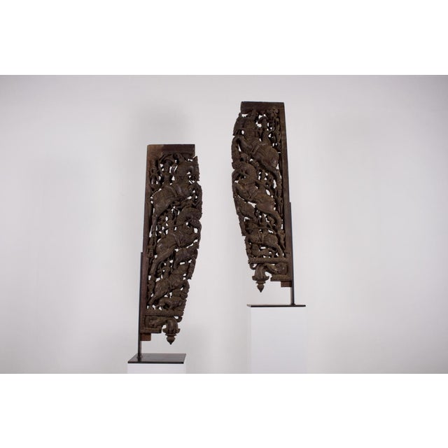 Architectural Consoles with Yalis and Horsemen from Chettinad, 19th Century, Set of 2 For Sale - Image 9 of 9