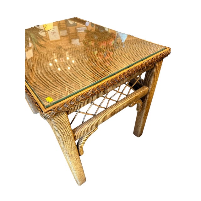 Hollywood Regency Set of 2 Henry Link End Tables With Glass Top For Sale - Image 3 of 9