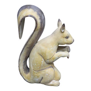 Folk Art Carved Wooden Squirrel Figure For Sale