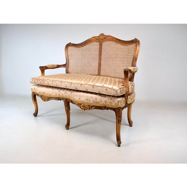1980's French Louis XV Style Cane Settee, Italy For Sale - Image 4 of 13