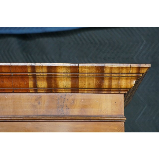 Antique English George II Style Oyster Burl Yew Cabinet on Chest Linen Press 80" For Sale - Image 16 of 18