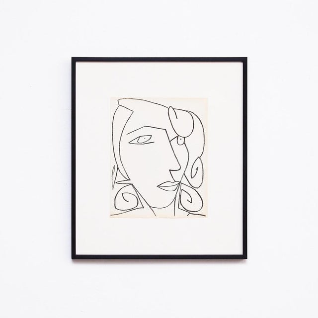 Modern Françoise Gilot, Portrait of a Woman, 1951, Lithograph, Framed For Sale - Image 3 of 14