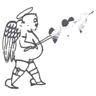 Mino Maccari, Angel of Hearts, Watercolor, 1960s For Sale