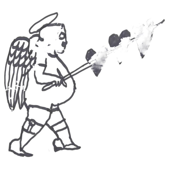 Mino Maccari, Angel of Hearts, Watercolor, 1960s For Sale