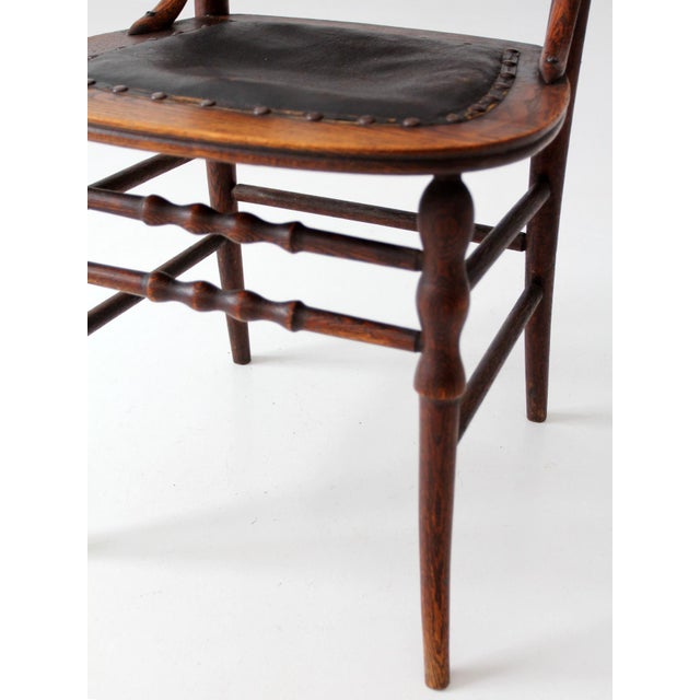 Early 20th Century Antique Eastlake Victorian Side Chair With Leather Seat For Sale - Image 5 of 17