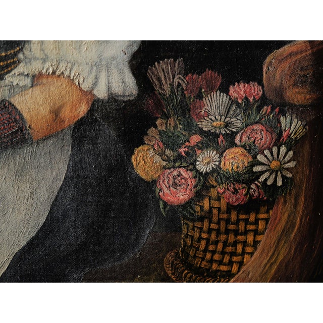 Unknown, Bavarian Couple, 1880, Oil on Canvas For Sale - Image 12 of 16