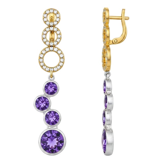 Contemporary Silver Amethyst Earrings, Pair For Sale