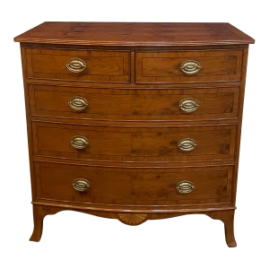 Yew Wood Bow Front Chest by Leighton Hall - Showroom Sample