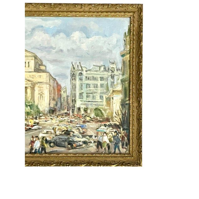 Capture the timeless charm of a bustling boulevard with this vintage original oil painting of the Bolshoi Theatre rendered...