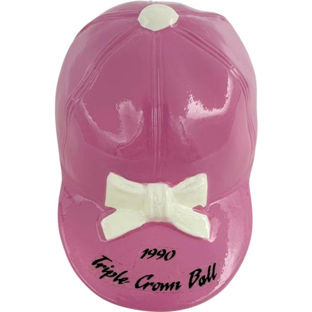 Vintage 1990 Triple Crown Ball Pink Equestrian Jockey Cap Bottle Opener For Sale - Image 11 of 11