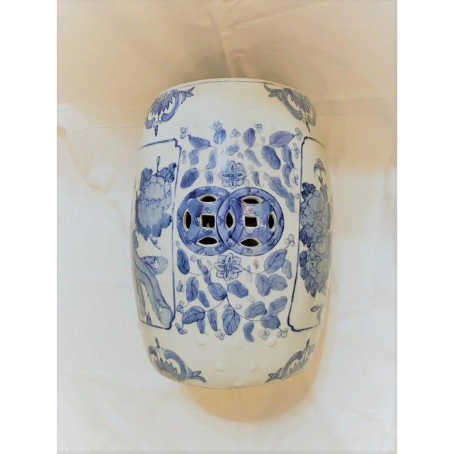 Chinoiserie Chinese Underglaze Blue and White Garden Stool For Sale - Image 3 of 7
