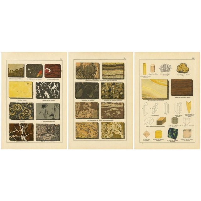 Dr. Gustav Adolph Kenngott, Mineralogy Marble, Aragonite & Fluorite, 1888, Chromolithographs, Set of 3 For Sale - Image 12 of 12