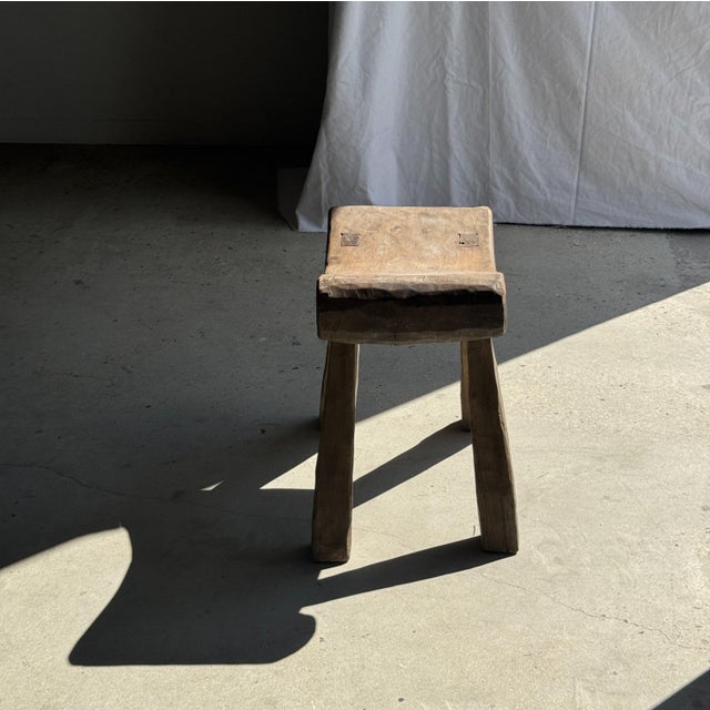 Antique Indonesian Teak Four-Legged Stool, 1980s For Sale - Image 13 of 18