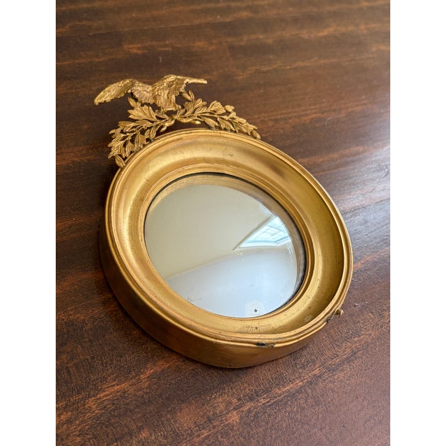 Traditional Vintage American Federal Gold Brass Eagle Bullseye Convex Mirror For Sale - Image 3 of 6