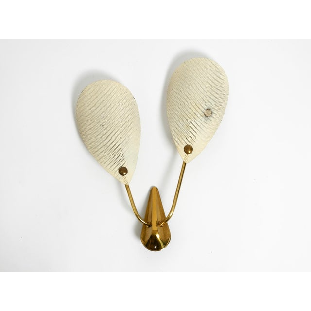 Mid-Century Modern Brass Wall Lamp with Perforated Metal Sheet Lampshades, 1950s For Sale - Image 16 of 16