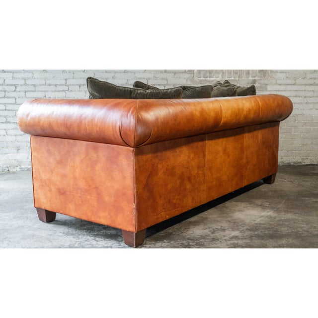 Ralph Lauren Chesterfield Cognac Leather and Corduroy Sofa For Sale - Image 13 of 17