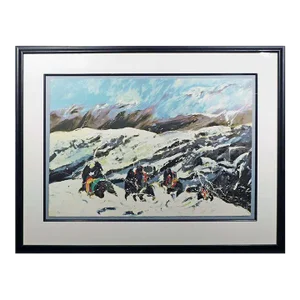 Earl Biss "Morning Glory Boys in Blue" Serigraph Art on Paper Hand Signed Framed
