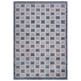 "Gray Checkerboard" Contemporary Scandinavian Slate Rug by Doris Leslie Blau For Sale