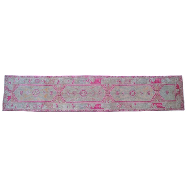 Hot Pink 1970s Vintage Hand Knotted Runner Rug - 2′2″ × 11′1″ For Sale - Image 8 of 12