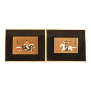 Vintage 1977 Greg Copeland Studio Collection Original Chinese Paintings Set of 2