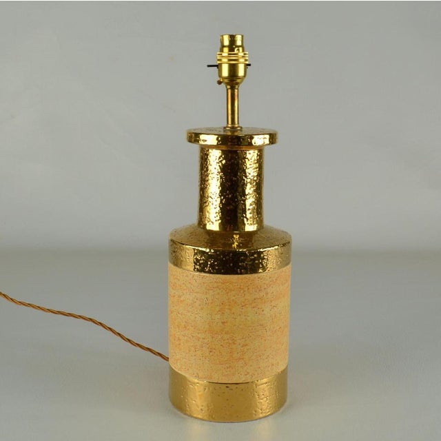 Italian Table Lamps in Gold and Stoneware Ceramic by Bitossi, 1970s, Set of 2 For Sale - Image 11 of 14