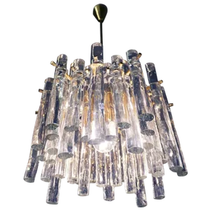 Iced Sticks Chandelier in Murano Glass & Gilt-Brass from Kinkeldey, Germany, 1960s