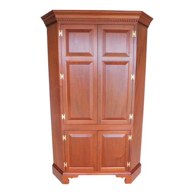 Owen Suter's Chippendale Style Blind Door Mahogany Corner Cabinet 81"h X 52"w For Sale