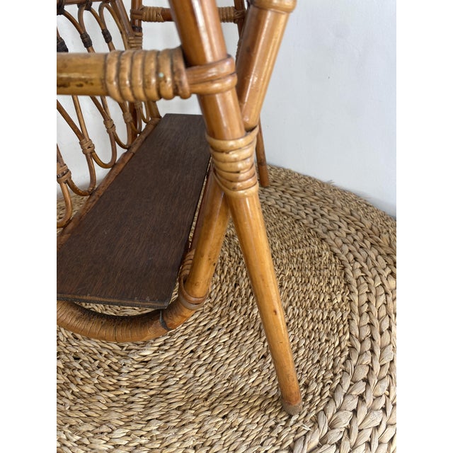 Wood Bamboo and Rattan Magazine Rack, 1960s For Sale - Image 7 of 14