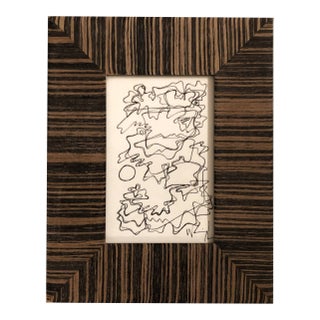 Original Wayne Cunningham Abstract Ink Drawing Vintage Frame Signed For Sale