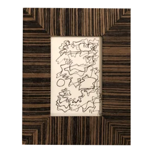 Original Wayne Cunningham Abstract Ink Drawing Vintage Frame Signed