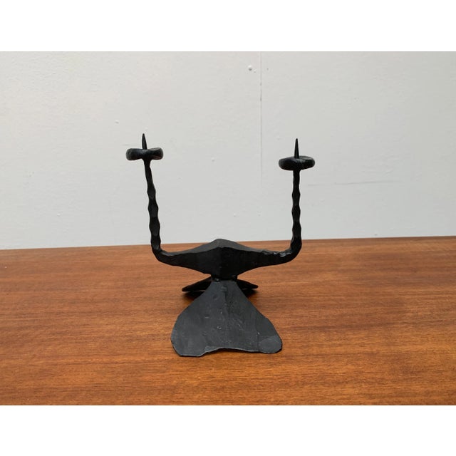 Mid-Century Brutalist Wrought Iron Candle Holder by David Palombo, 1960s For Sale - Image 9 of 18