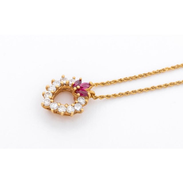 Contemporary 14k Diamond Ruby Heart Pendant Necklace For Sale - Image 3 of 4