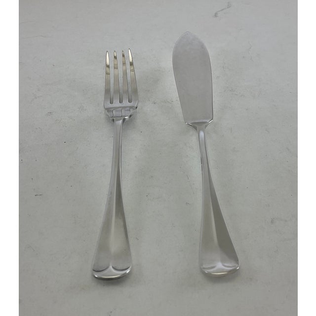 1980s 1980s Silver Plated 1 Pair Fish Eaters, Fish Fork & Fish Knife, Rattail For Sale - Image 5 of 13