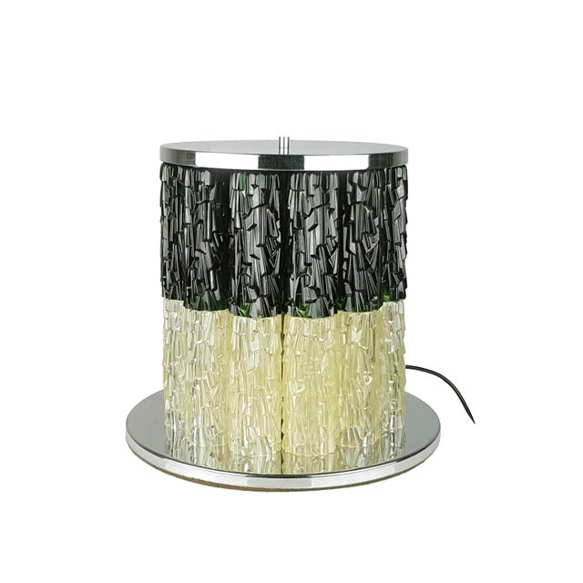Large Chrome-Plated Metal and White and Green Plastic Table Lamp, 1960s For Sale - Image 11 of 11