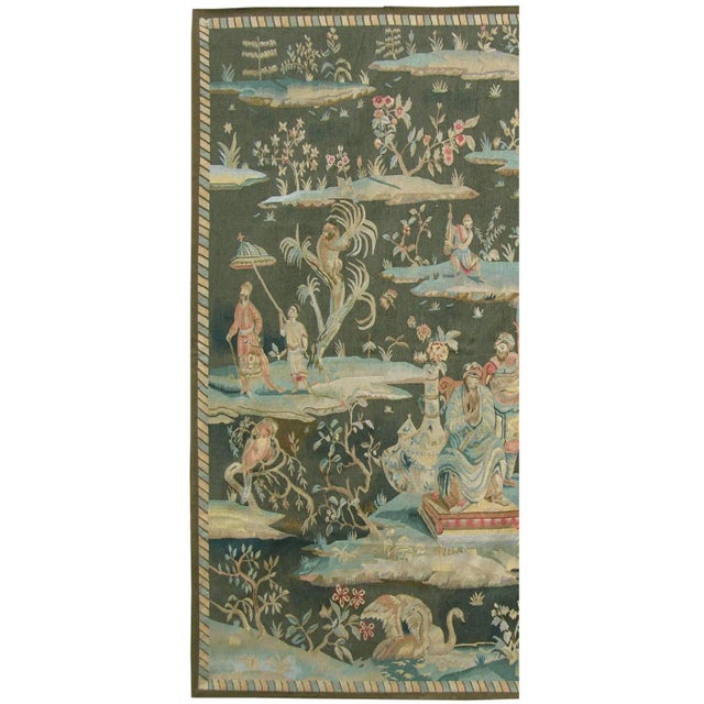 Vintage Chinoiserie Figural Garden Tapestry For Sale - Image 4 of 4