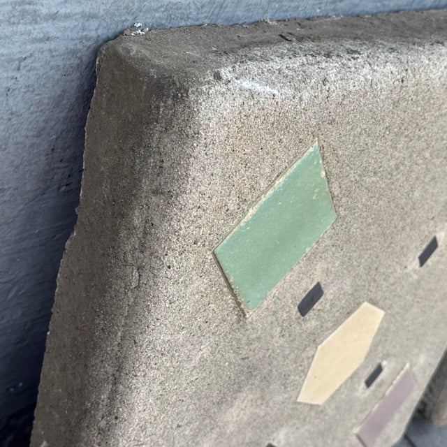 Vintage Hillside-Style Concrete Paver With Inlaid Tile – “Mint & Turquoise Corners” Design For Sale In Los Angeles - Image 6 of 8