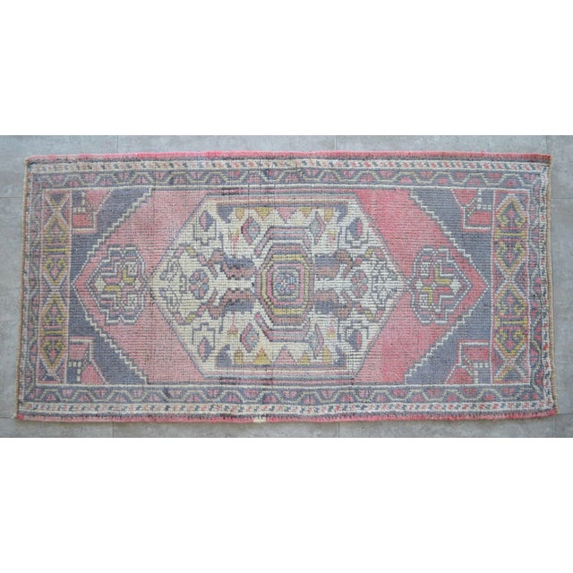 Hollywood Regency Hand Knotted Door Mat, Entryway Rug, Bath Mat, Kitchen Decor, Small Rug, Turkish Rug - 1′12″ × 3′11″ For Sale - Image 3 of 5