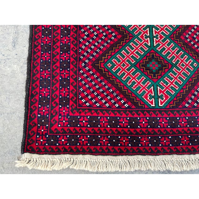 Beautiful tribal Baluchi Wool rug hand-made, a stunning rug will enhance your house or business. This rug completes a...