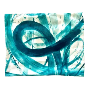 Contemporary Abstract Teal Blue Painting Pillow Cover