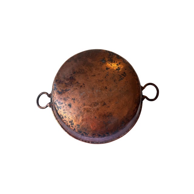 Copper Authentic Vintage 1960s Mexican Heavy Hammered Copper Cookware Decorative Pot - Large For Sale - Image 8 of 11