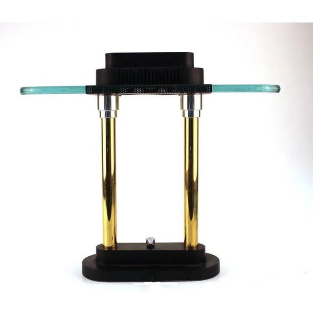 Black 1980s Brass and Black Lacquered Metal Table / Desk Lamp by George Kovacs for Robert Sonneman For Sale - Image 8 of 8